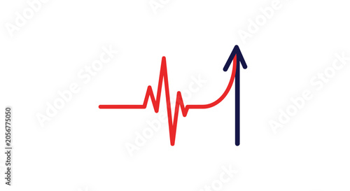Medical Lifeline Illustrating Growth and Progress with a Rising Arrow and Pulse Wave