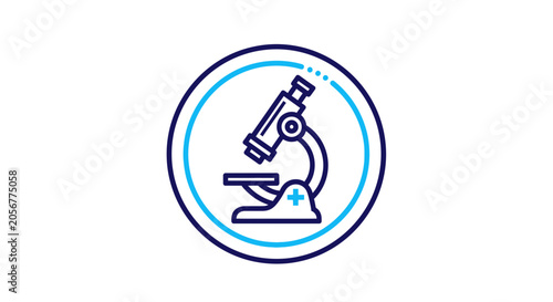 Medical Laboratory Icon with Microscope Inside Circle Vector Design On White Background