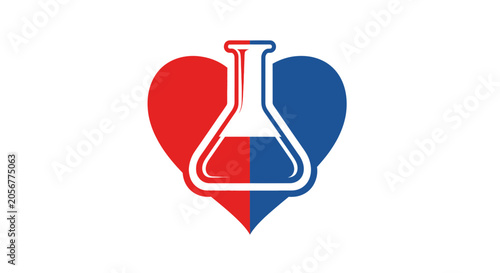 Medical Laboratory Chemistry Heart Symbol: Science, Healthcare, and Medical Investigation Concept