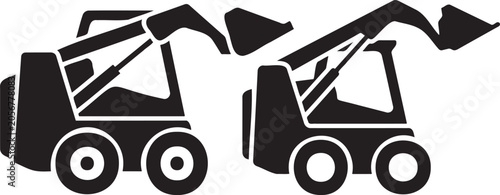 Tableau sur toile Two bobcat skid steer loaders on white background.