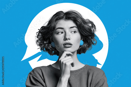 Doubts and thoughts in a creative collage of expressions and emotions