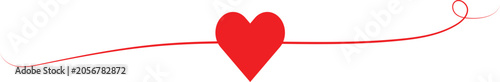 simple valentine day border line with red heart shape