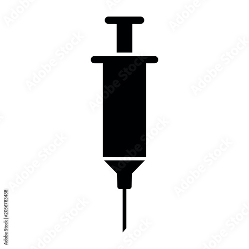 Photos Medical syringe icon in black silhouette style, hypodermic needle vector for hea