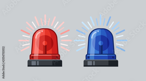 Flat vector illustration of emergency warning siren lights.