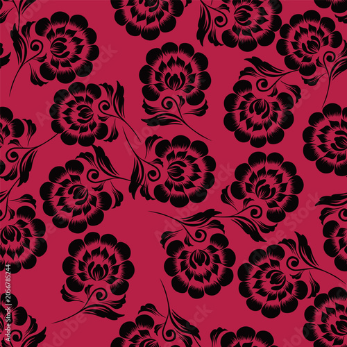 Obraz na plátně extile design bright background solid abstract three-tone small rose and tiny fl