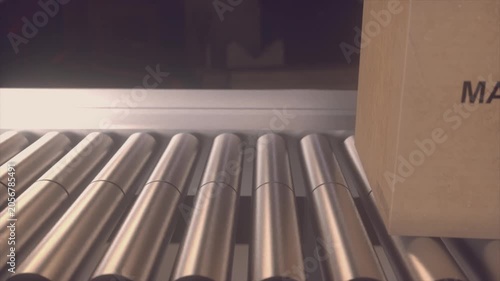 Cardboard Box Made In India Moving On Industrial Conveyor