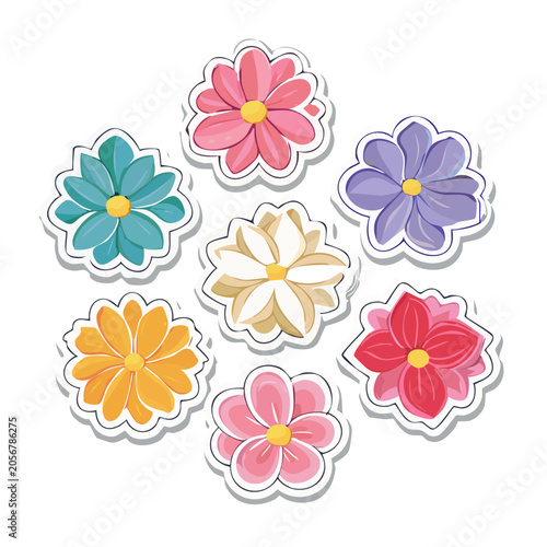 Flat design floral pattern with six flowers