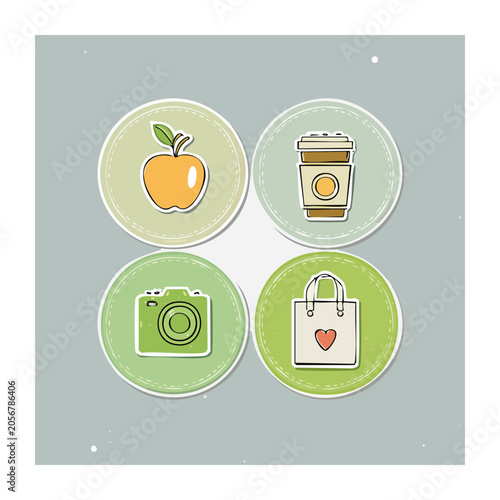 Recycling symbols flat design set