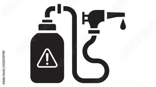 Gas Cylinder Safety Pictogram Icon with Warning Sign and Hazard Symbols in Bold Black and White for Industrial Compliance, Safety Training and Signage
