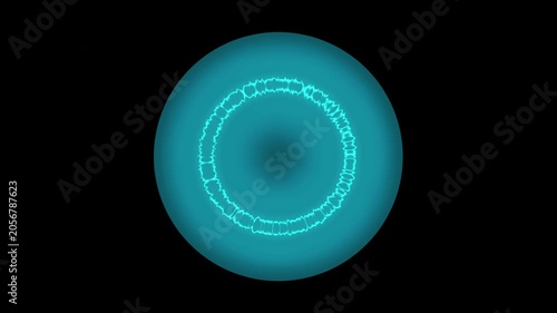 Render Neon circle rotation of frame effects on dark background. Video animation glowing techno backdrop. Round motion frame.
