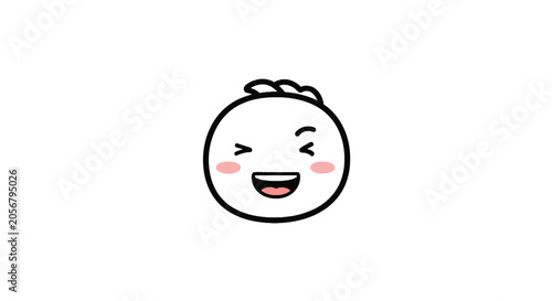 Bild auf Leinwand Happy winking dumpling character face with joyful expression
