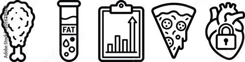 Konstfotografi Healthy eating and heart icon set