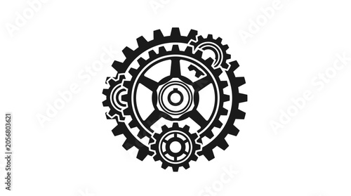 Tableau sur toile Black and white gear mechanism.