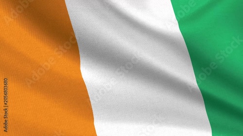 Seamless 3D video of the Ivory Coast flag fluttering in the wind looping