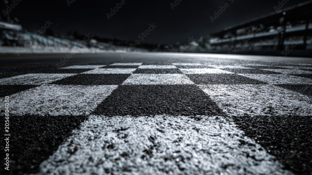 Naklejka premium Checkered finish line pattern on asphalt race track