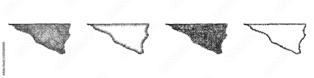 Obraz premium Monochrome sketch Nicollet County (Minnesota) outline map design set