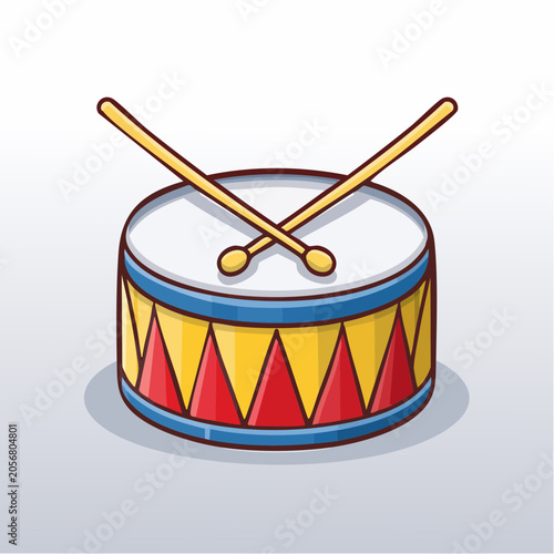 Cartoon Drum with Drumsticks