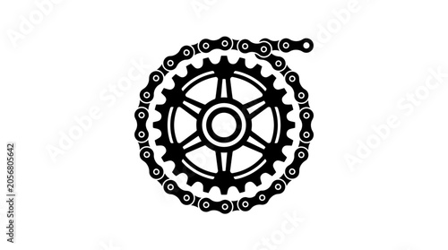 Black bicycle gear and chain.