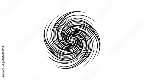 Black swirling spiral shape design element.