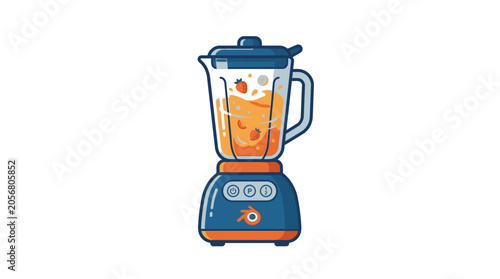 Blender with orange juice inside.