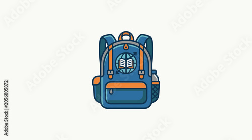 Blue and orange travel backpack.