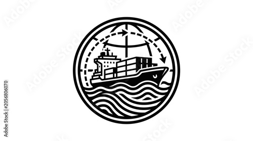 Bild auf Leinwand Cargo ship sailing on waves.