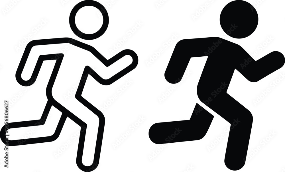 Fototapeta premium Running human silhouette icons set vector illustration.