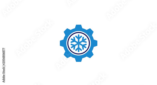 Blue gear with snowflake icon for cooling and HVAC concepts