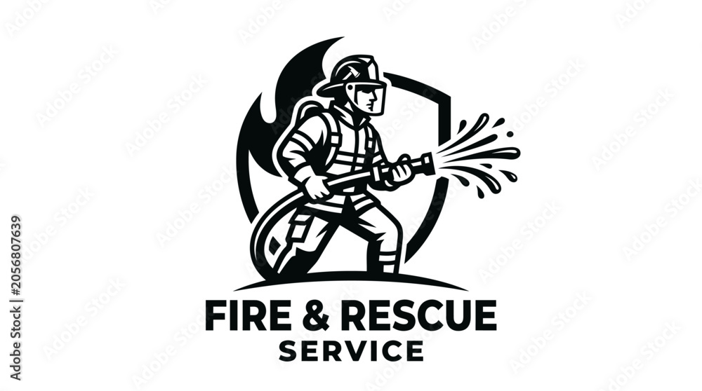 Obraz premium Firefighter in Action with Equipment.