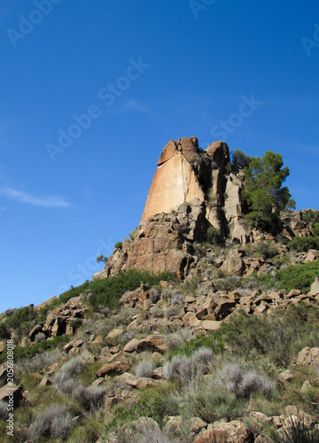 Volcanic rock monolith at Cáncarix volcanic dome in Hellín, Spain.