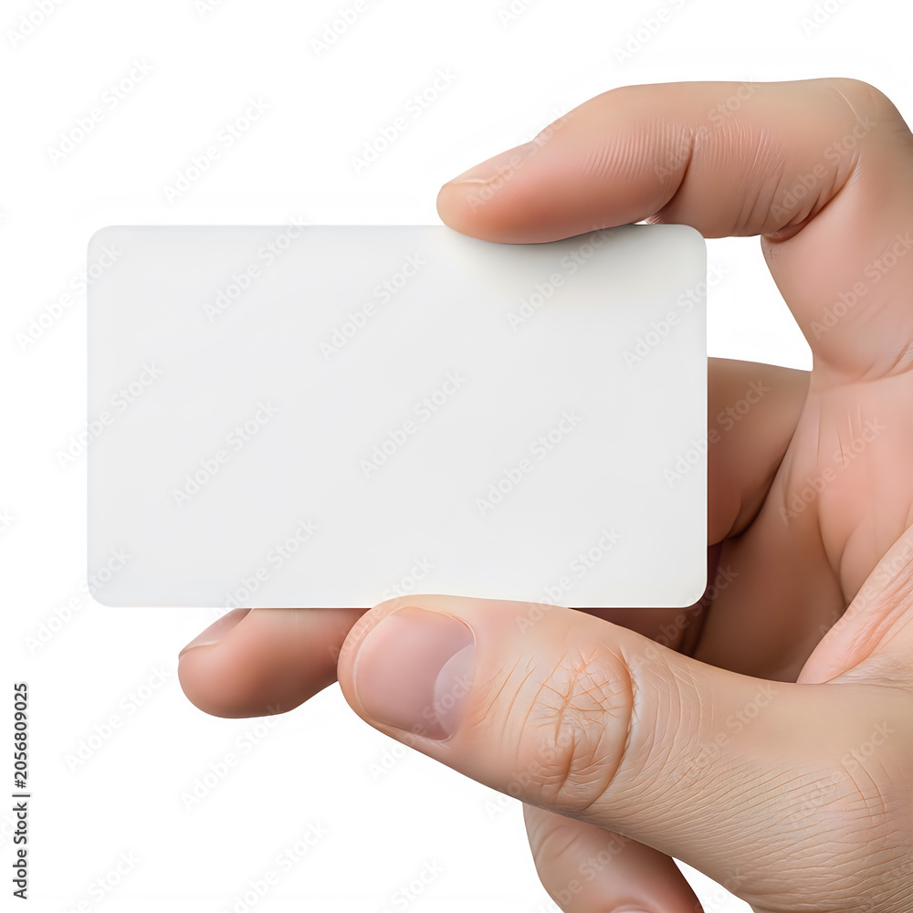 Obraz premium Hand Holding A White Blank Business Card On A White Background b122 c0e5b955
