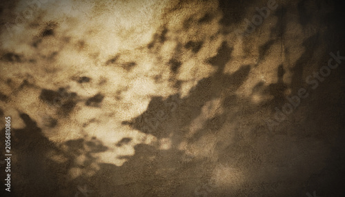 Принти на полотні Warm sand texture background with dappled sunlight and organic leaf shadows