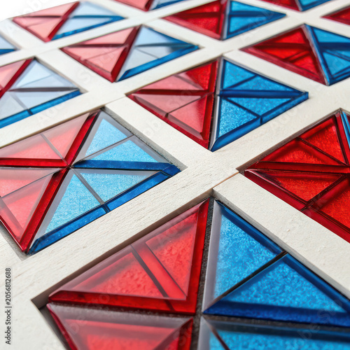Red and Blue Glass Tile Mosaic Pattern Close-Up