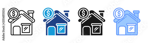 Home Equity icon set multiple style collection