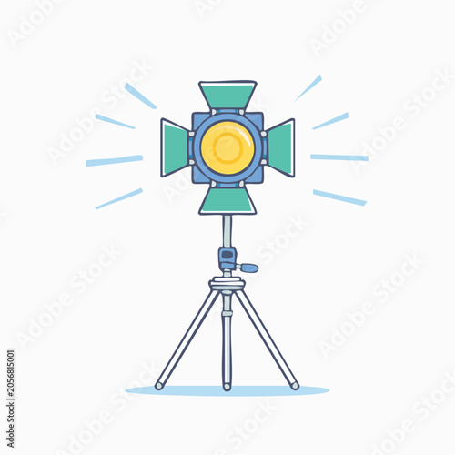 Cartoon illustration of a spotlight on a tripod