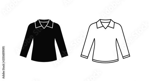 Long sleeved collared shirt silhouette on white background