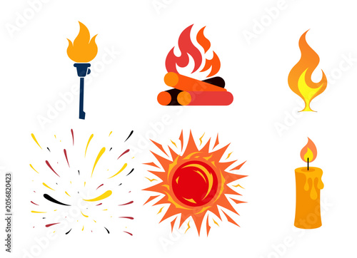 vector set of fire flames
