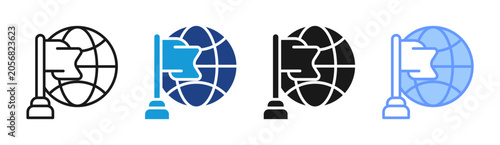 Photos National Flag icon set multiple style collection