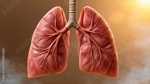 Realistic human lungs, detailed and anatomically accurate