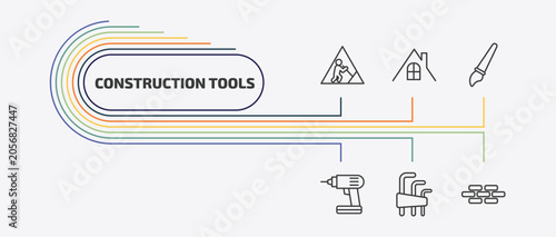 Foto construction tools outline icon set