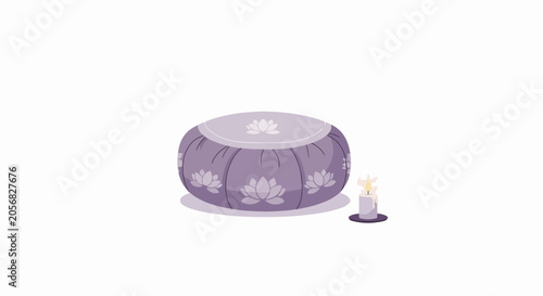 purple pouf and candle