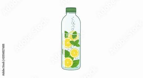 infused water bottle with lemons and mint