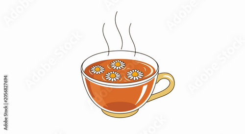 Steaming floral tea cup