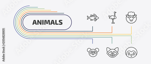 Canvas Print animals outline icon set