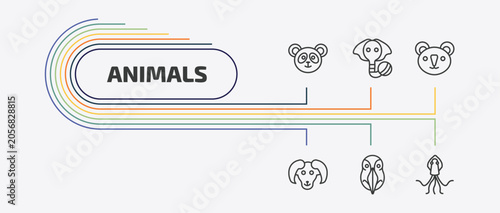 Принти на полотні animals outline icon set