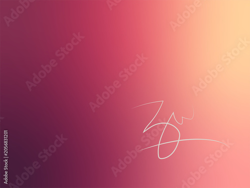 Artist ZW's signatures on a minimalist abstract background with a smooth fluid gradient mesh transitioning from deep crimson red to yellow