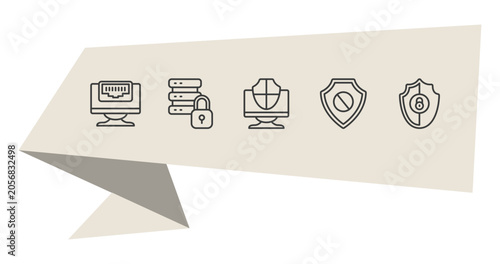 Bild auf Leinwand internet security outline icon set