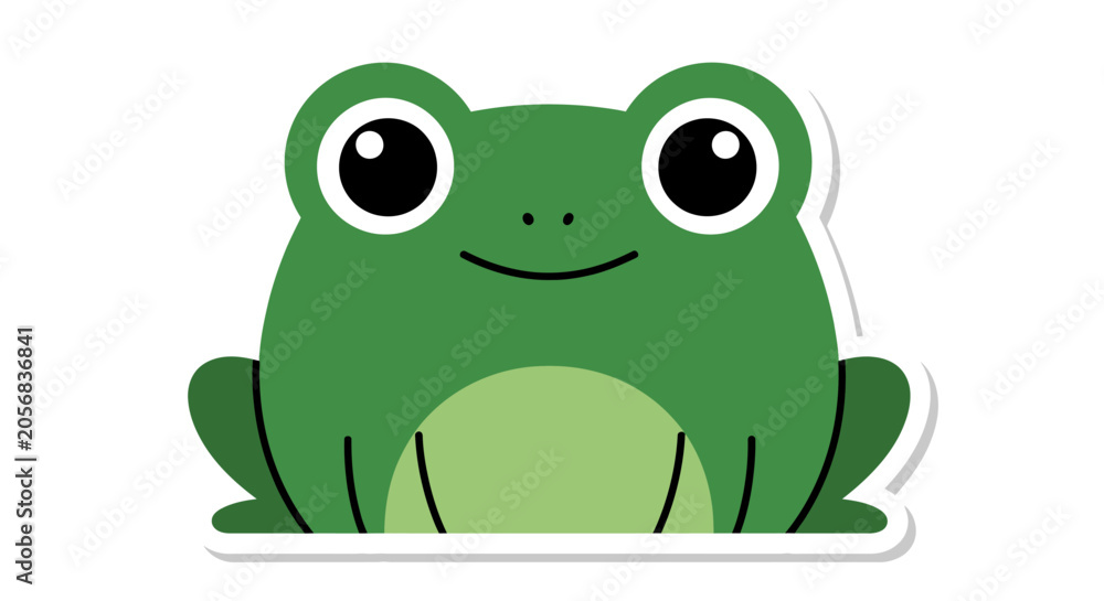 Fototapeta premium Cute cartoon frog illustration, sticker style, isolated on white background