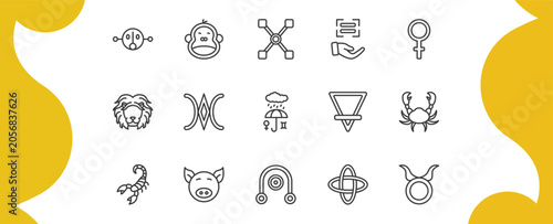 Foto zodiac outline icon set