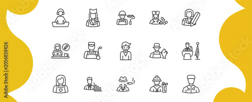 Canvas Print professions outline icon set